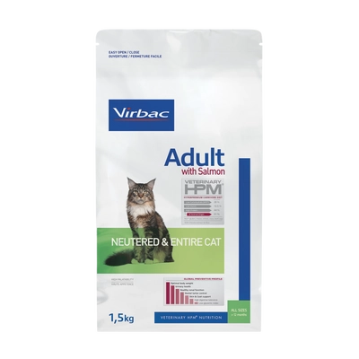 Virbac HPM Adult With Salmon Neutered &amp; Entire Cat 1,5 kg