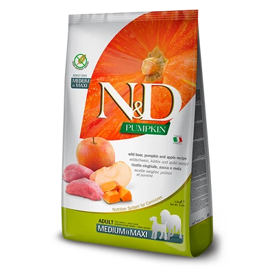 N&amp;D Dog Adult Medium &amp; Maxi /Vaddisznó,Alma,S.tök/ 2,5 kg