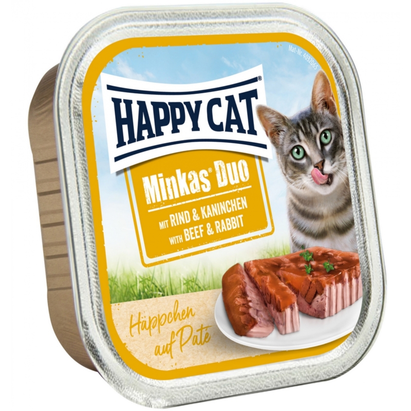 Happy Cat Minkas Duo Menü pástétom 100 g  - Marha és nyúl