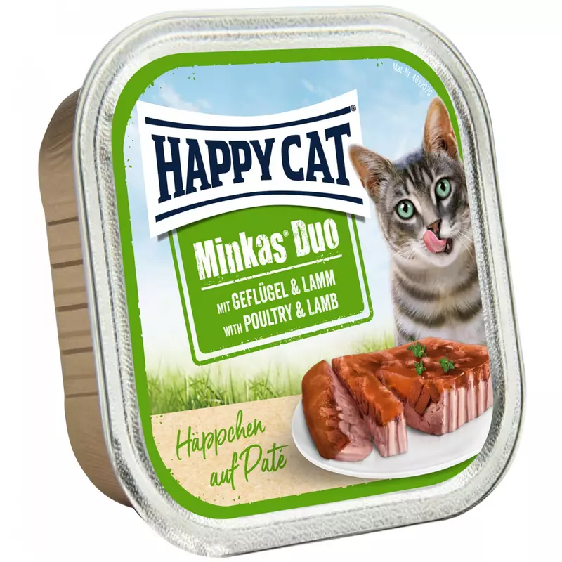 Happy Cat Minkas Duo Menü pástétom 100 g  - Szárnyas és bárány