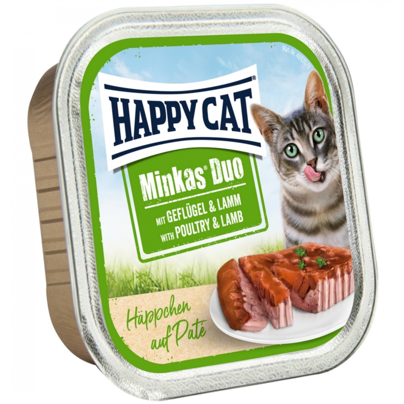 Happy Cat Minkas Duo Menü pástétom 100 g  - Szárnyas és bárány