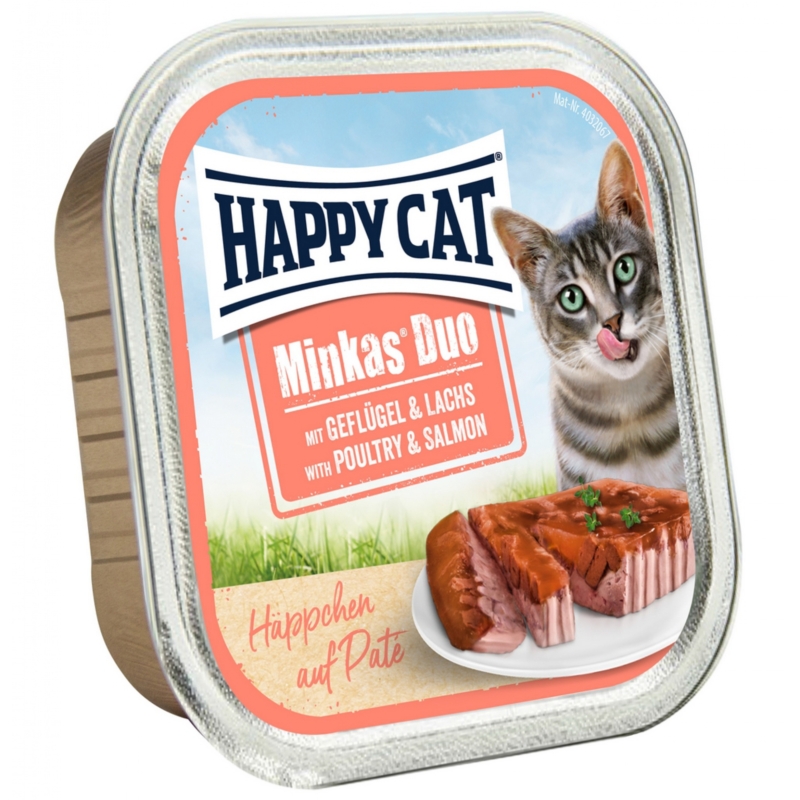 Happy Cat Minkas Duo Menü pástétom 100 g  - Szárnyas és lazac