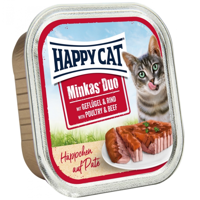 Happy Cat Minkas Duo Menü pástétom 100 g  - Szárnyas és marha