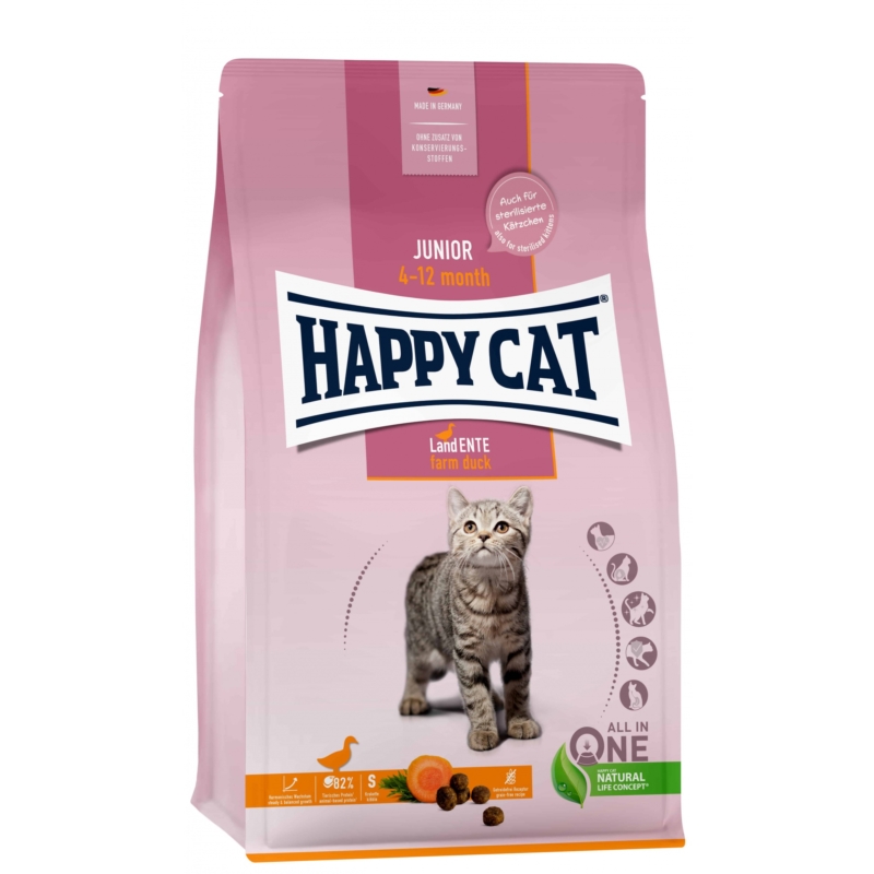 Happy Cat Junior - Gabonamentes, Kacsa 300 g