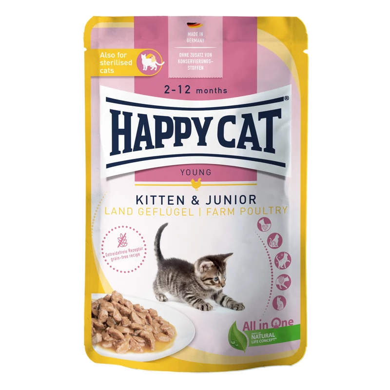 Happy Cat Pouch Kitten/Junior 85 g - Baromfi