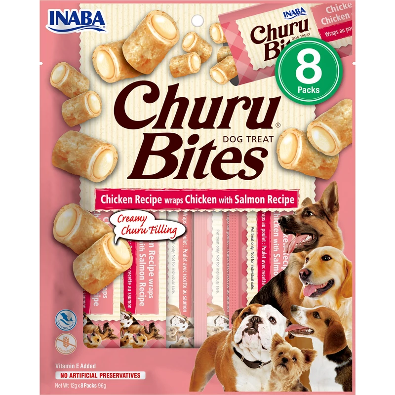Churu Dog Bites Csirke és Lazac 8x12 g