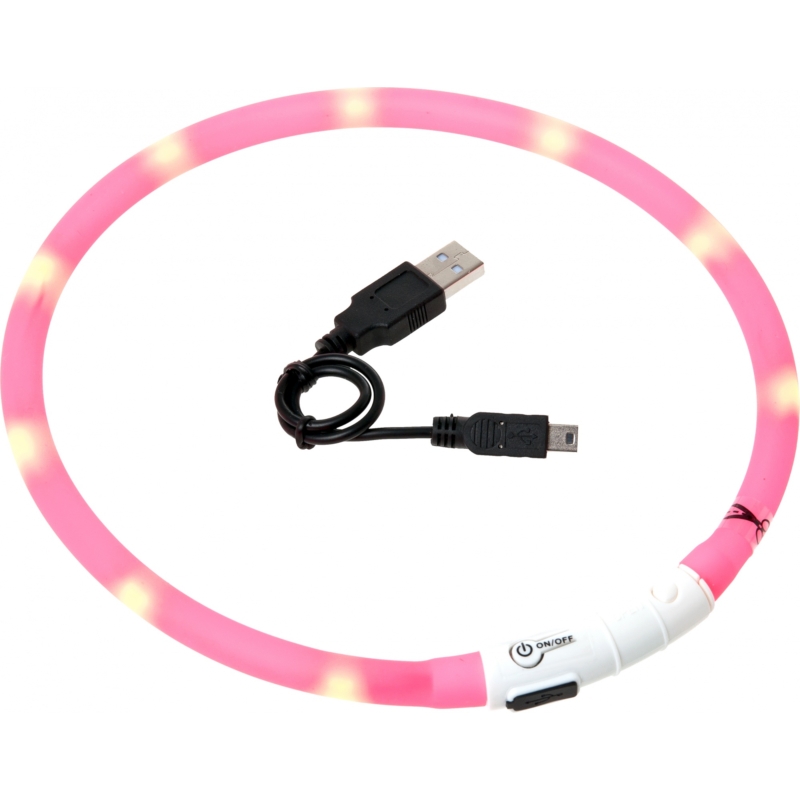Flamingo VL Világító Nyakörv LED+USB Pink 70 cm