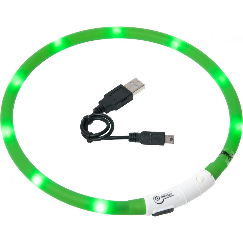 FGO Nyakörv Vil. LED+USB Zöld 70 cm
