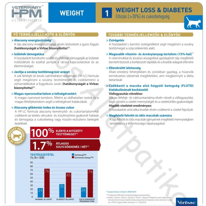 Virbac HPM Diet Cat Weight 1 Loss & Diabetes 3 kg