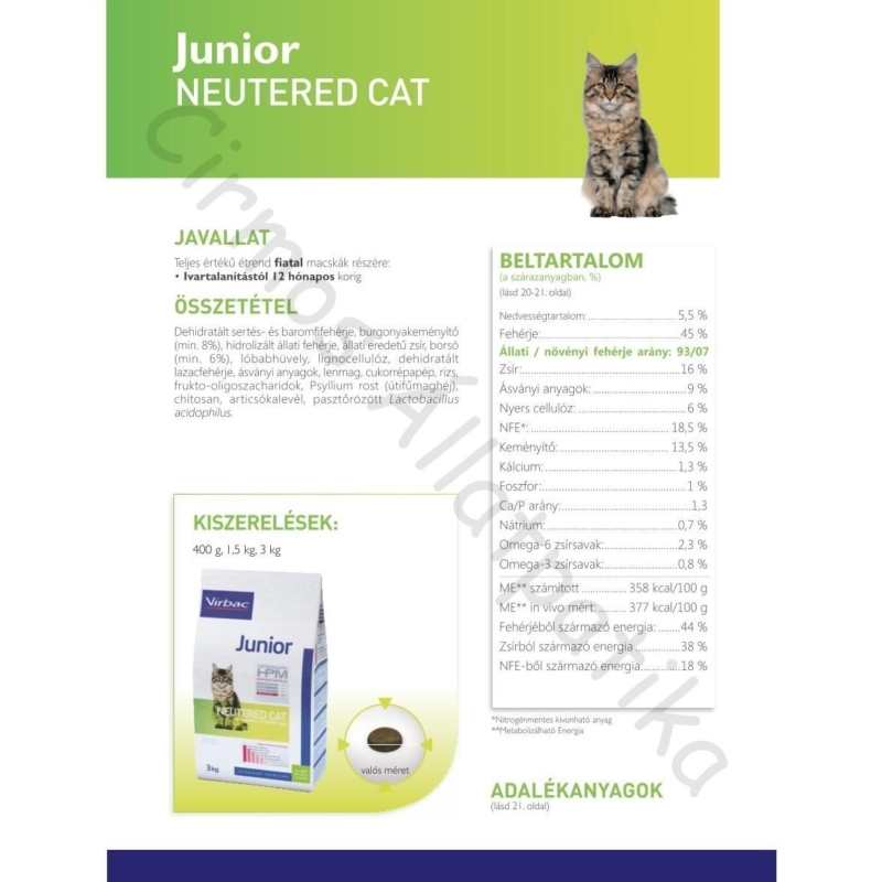 Virbac HPM Junior Neutered Cat 3 kg