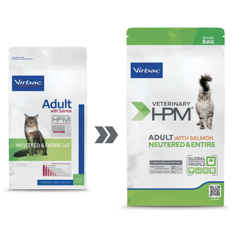 Virbac HPM Adult With Salmon Neutered & Entire Cat 1,5 kg
