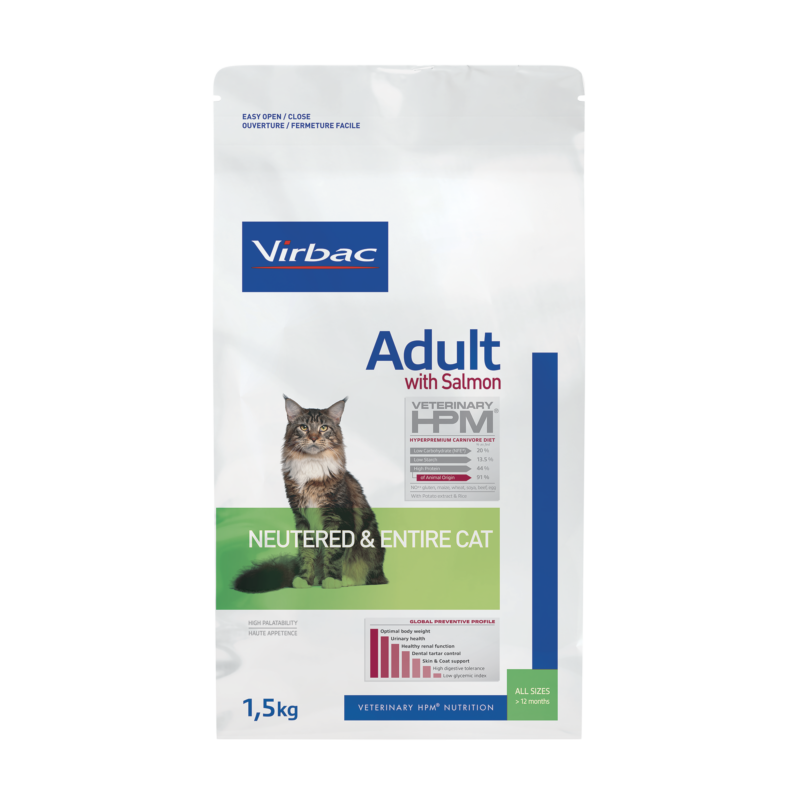 Virbac HPM Adult With Salmon Neutered & Entire Cat 1,5 kg
