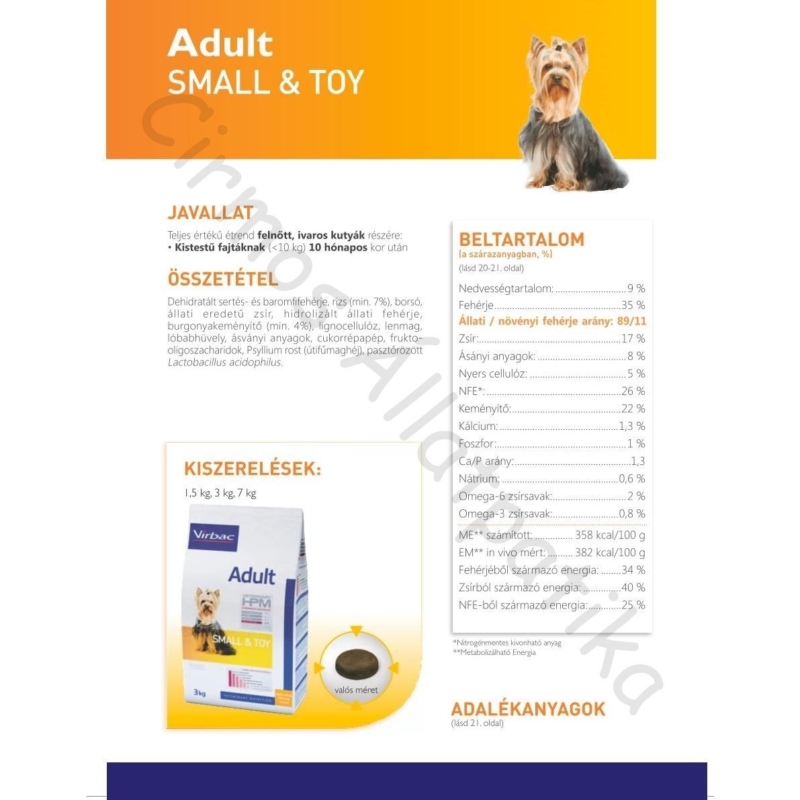 Virbac HPM Adult Dog Small & Toy 7 kg