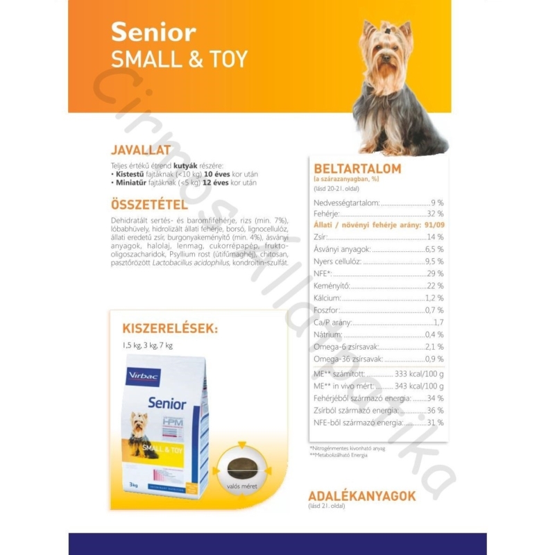 Virbac HPM Senior Dog Small & Toy 3 kg