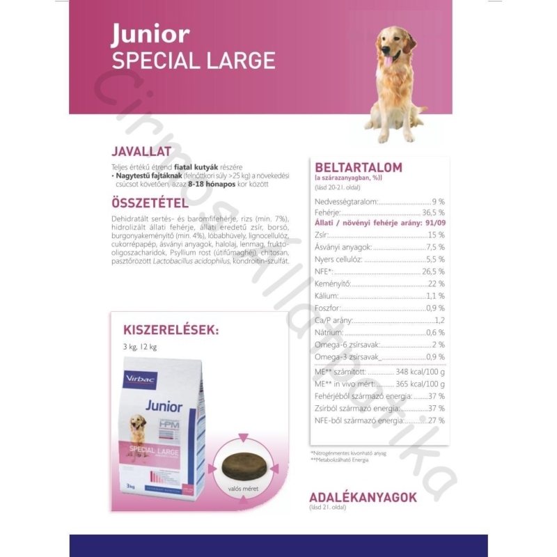 Virbac HPM Junior Dog Special Large 3 kg