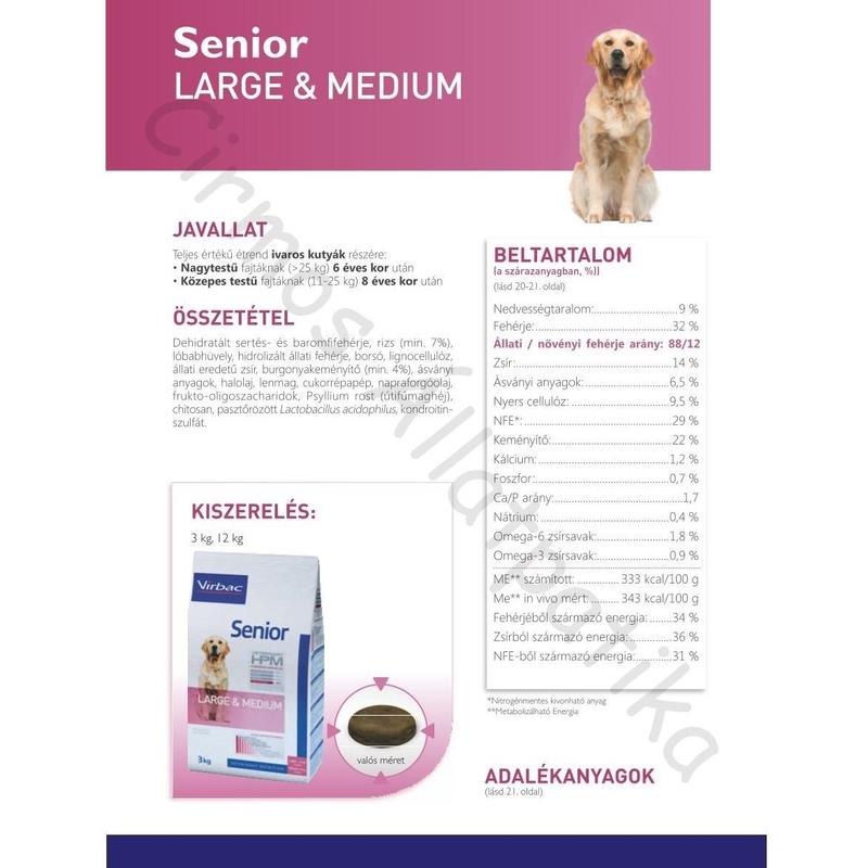Virbac HPM Senior Dog Large & Medium 12 kg
