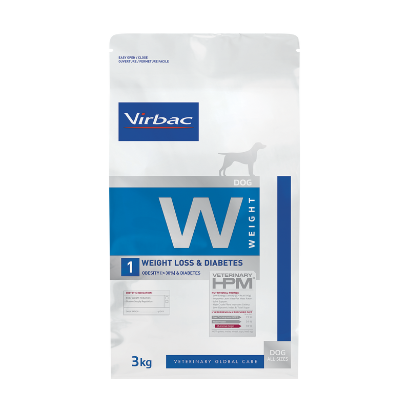Virbac HPM Diet Dog Weight 1 Loss & Diabetes 3 kg