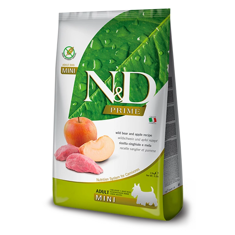 N&D Dog Adult Mini Prime /Vaddisznó,Alma/ 2,5 kg