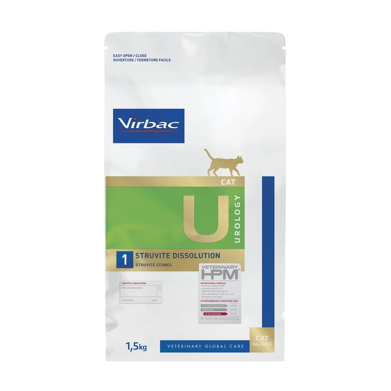 Virbac HPM Diet Cat Urology 1 Struvite Dissolution 1,5 kg