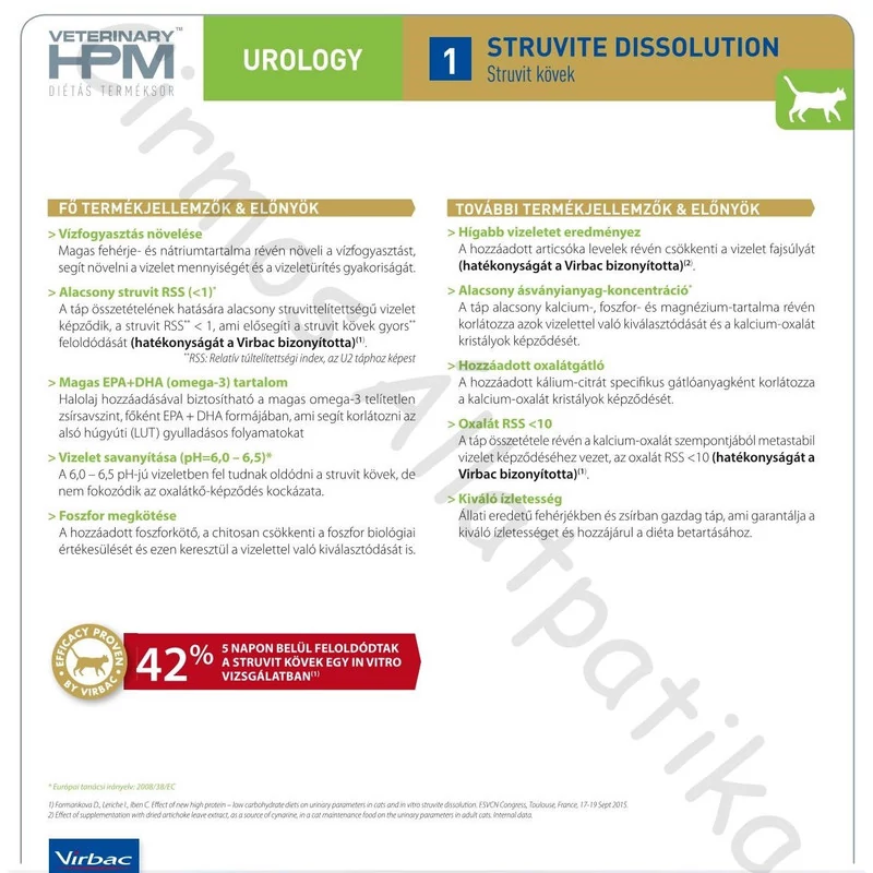 Virbac HPM Diet Cat Urology 1 Struvite Dissolution 1,5 kg