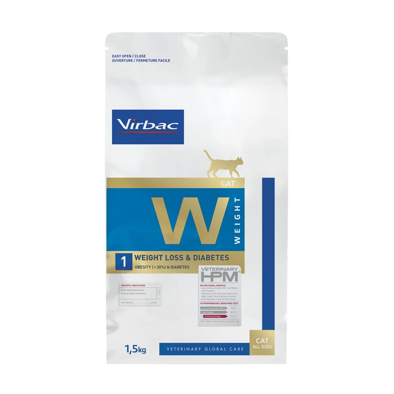 Virbac HPM Diet Cat Weight 1 Loss & Diabetes 1,5 kg
